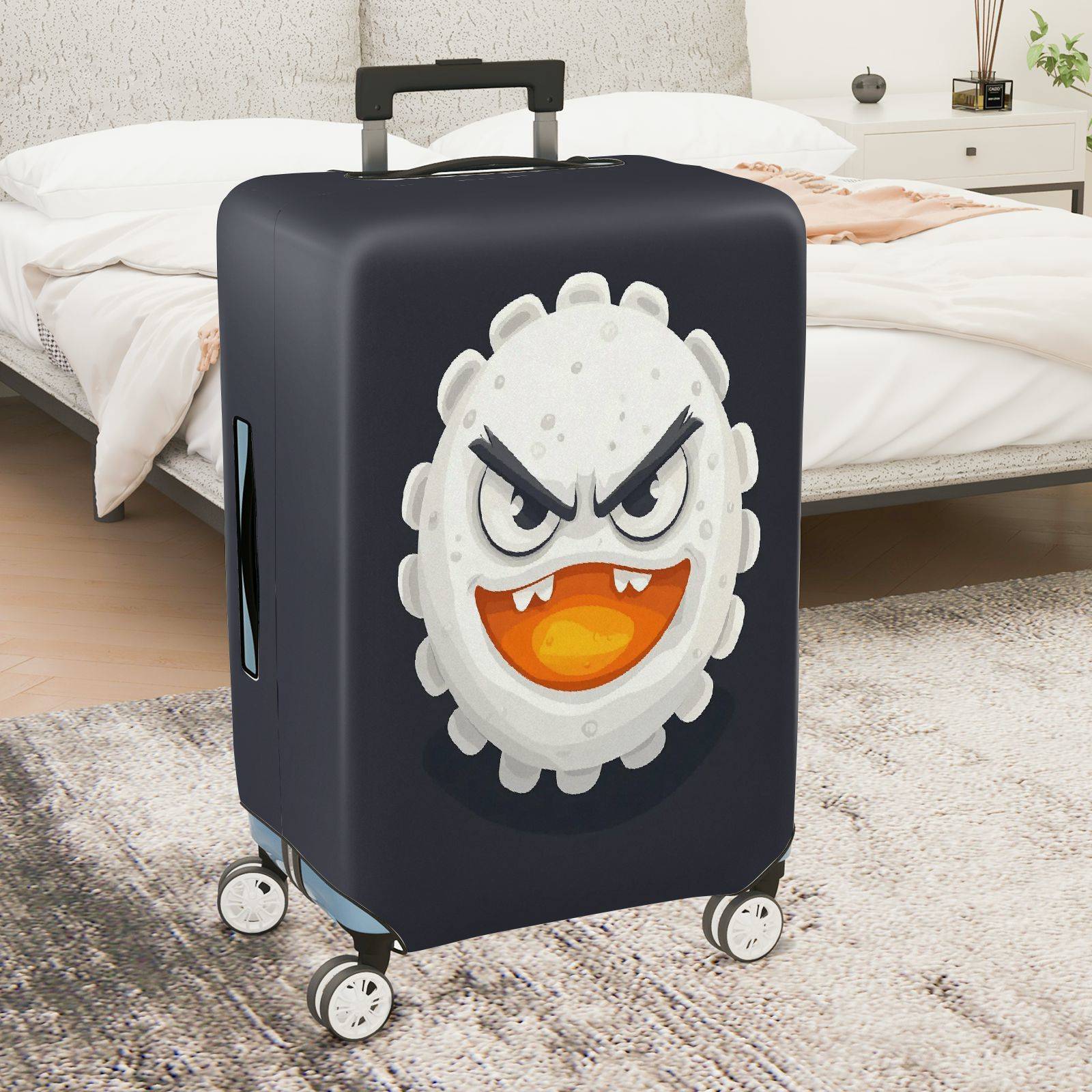 1-Piece Angry Face Humorous  Quirky Fun  Suitcase Luggage Cover, Stretch Protective Sleeve
