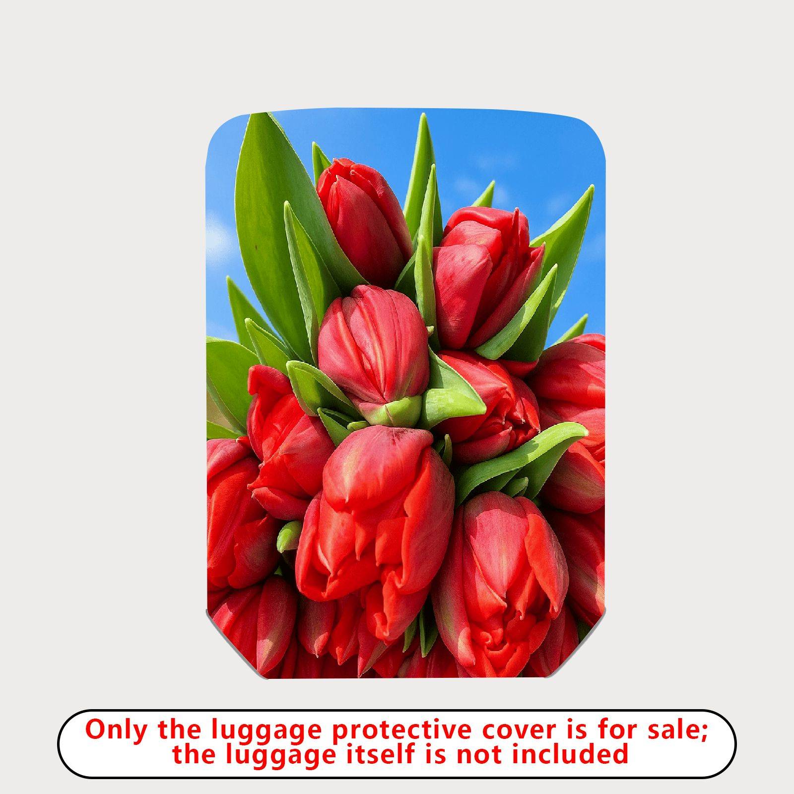 1-Piece Floral Red Tulip Bloom Nature Art  Suitcase Luggage Cover, Stretch Protective Sleeve