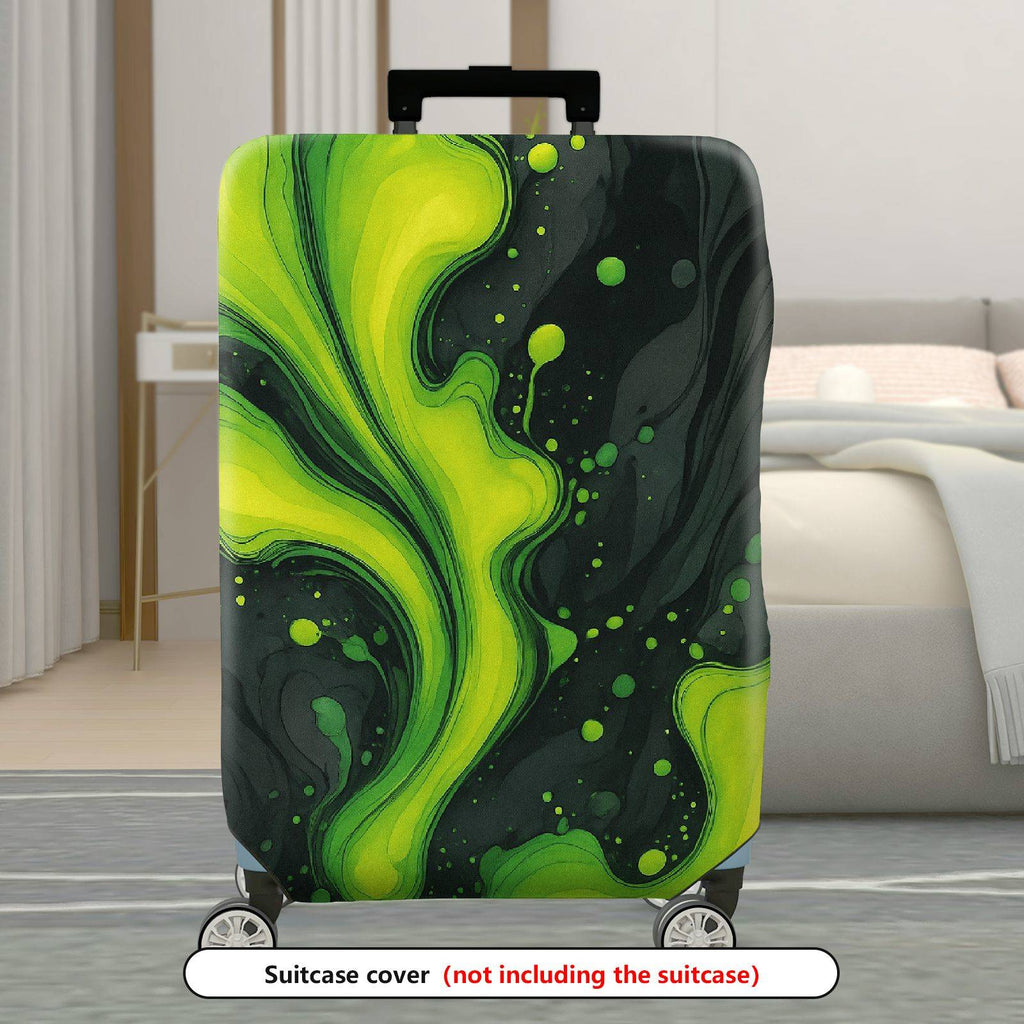 1-Piece Abstract Swirl  Green Black Artistic  Suitcase Luggage Cover, Stretch Protective Sleeve
