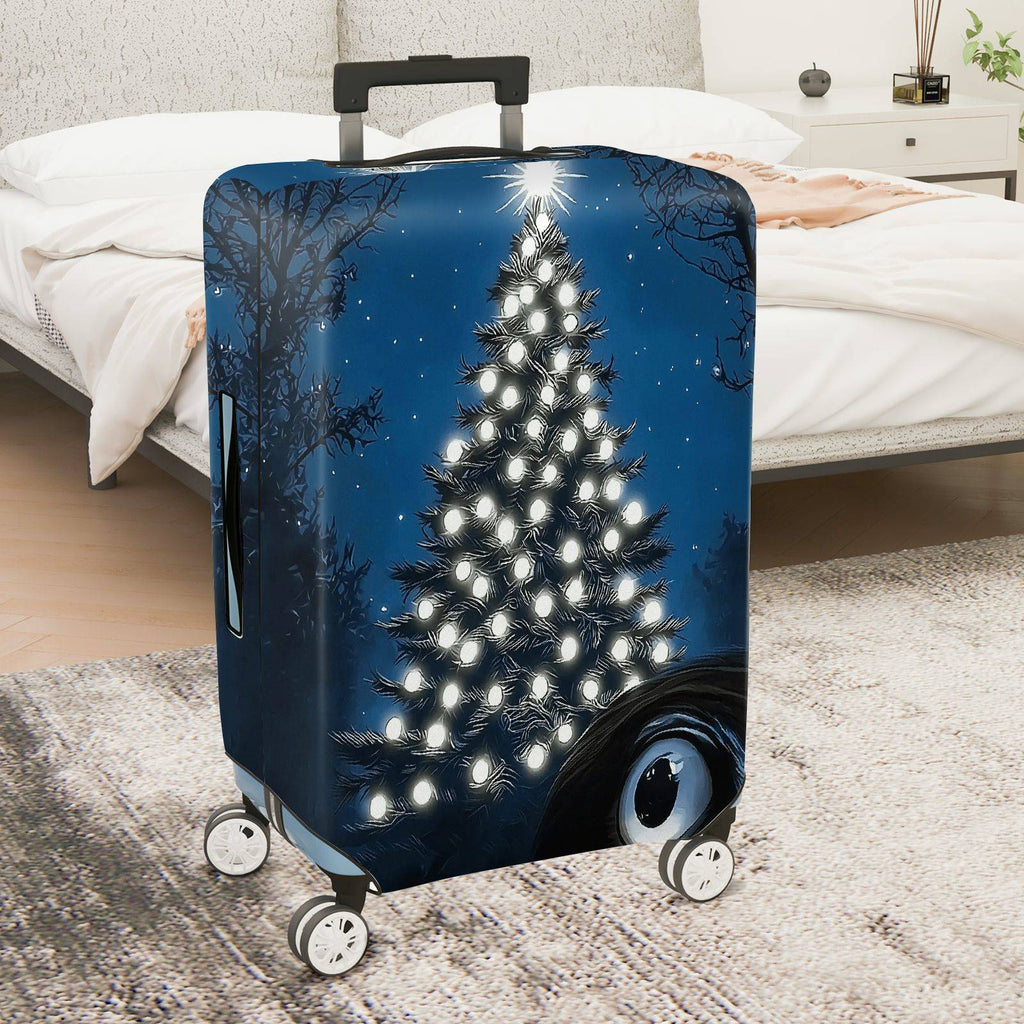 1-Piece Starry Night Christmas Tree Lights Winter Holiday Festive  Suitcase Luggage Cover, Stretch Protective Sleeve