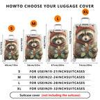 1-Piece Raccoon Winter Holiday Nature Pattern  Suitcase Luggage Cover, Stretch Protective Sleeve