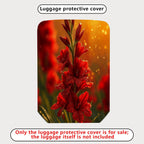 1-Piece Red Floral Sunset Dewy Glow Elegant Artistic  Suitcase Luggage Cover, Stretch Protective Sleeve