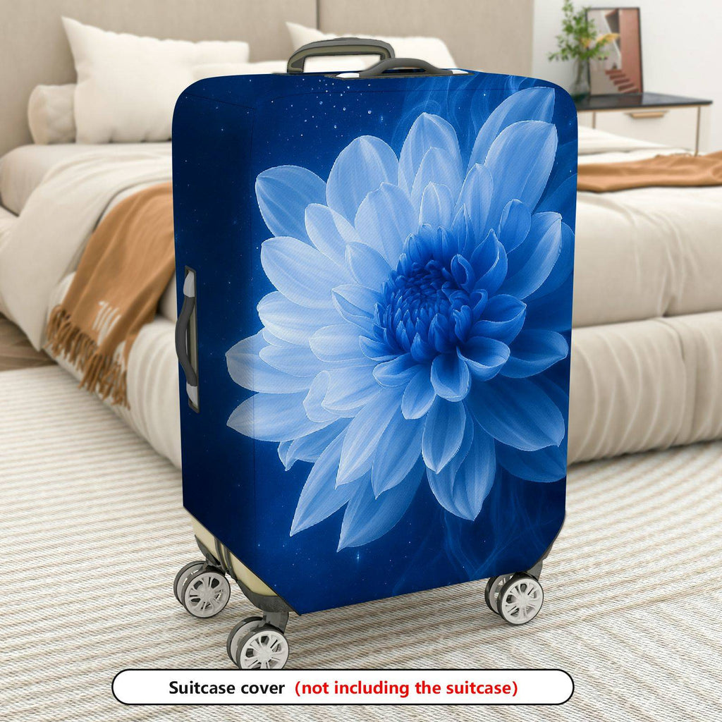 1-Piece Blue Flower Artistic Dreamy Elegant Starry  Suitcase Luggage Cover, Stretch Protective Sleeve