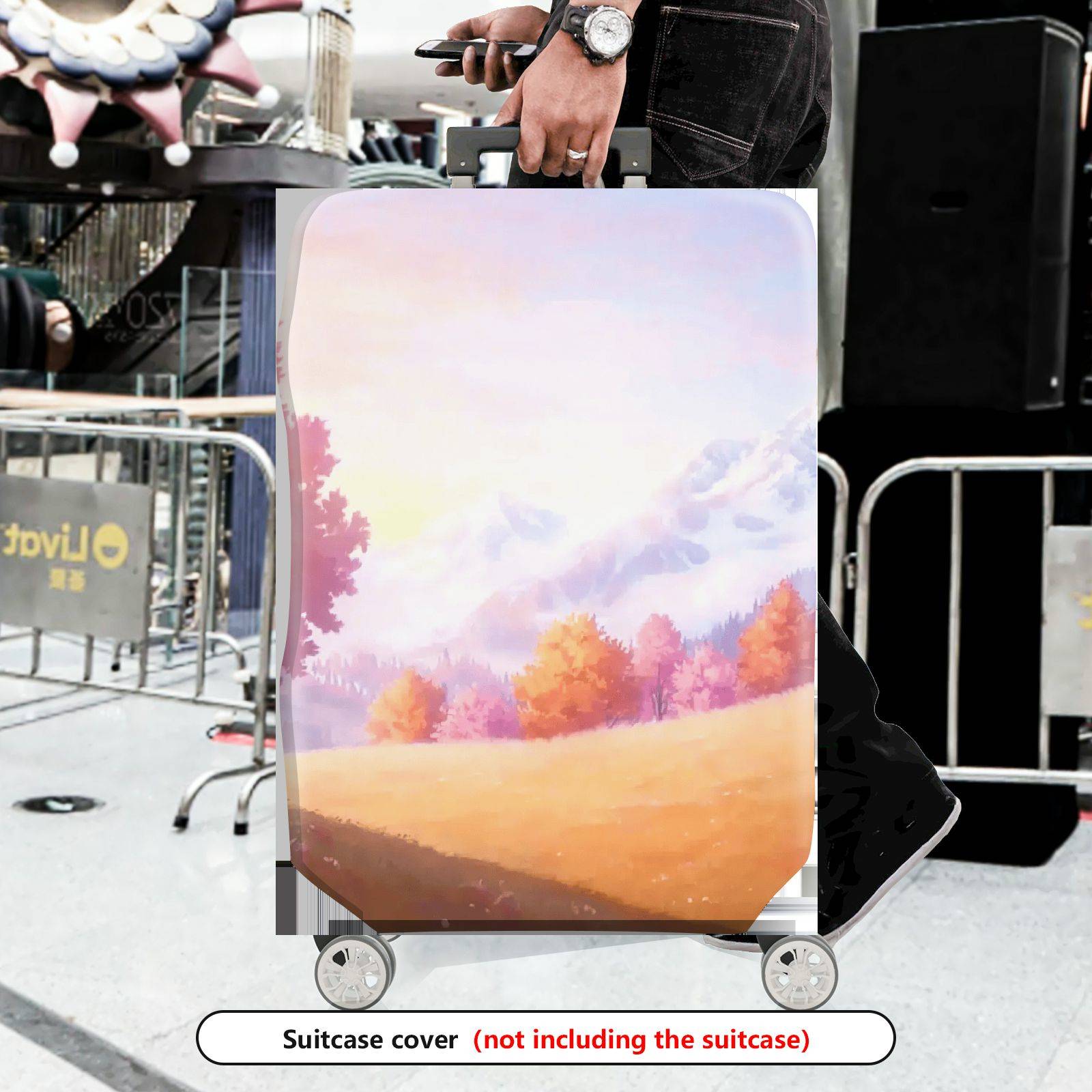 1-Piece Autumn Sunset Nature Landscape Mountain Tree  Suitcase Luggage Cover, Stretch Protective Sleeve