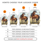 1-Piece Horse Western Countryside Vintage Scenery Artistic  Suitcase Luggage Cover, Stretch Protective Sleeve