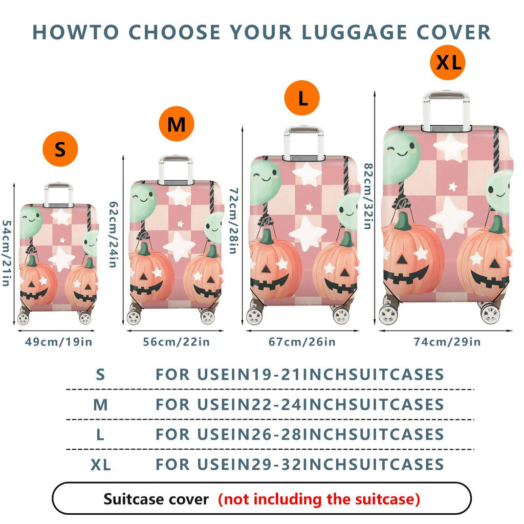 1-Piece Cute Pumpkin Balloon Star Ghost Halloween  Suitcase Luggage Cover, Stretch Protective Sleeve