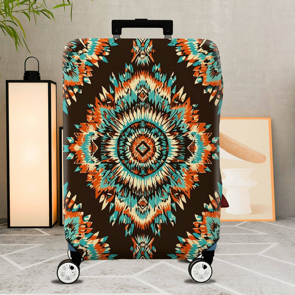 1-Piece Colorful Geometric Ethnic Aztec Mandala Tribal  Suitcase Luggage Cover, Stretch Protective Sleeve