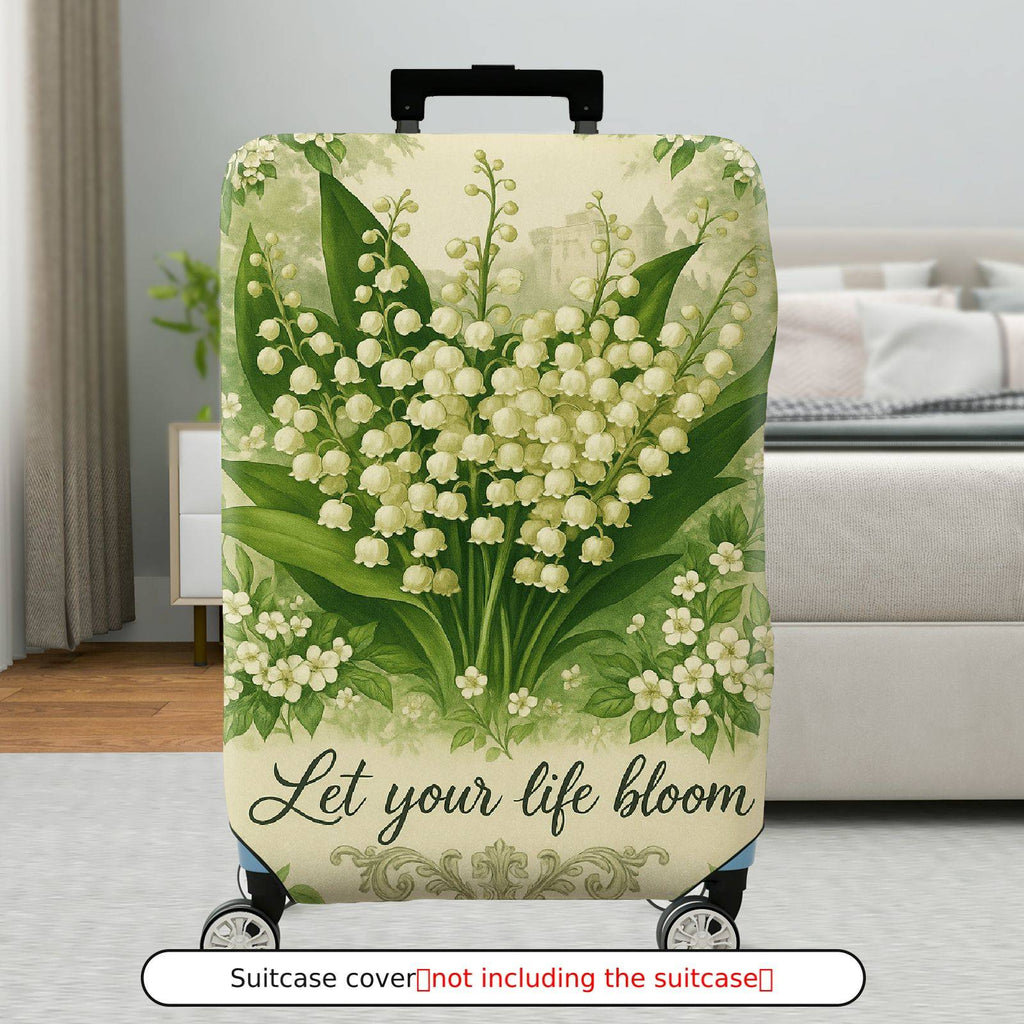 1-Piece Floral Blossom Green Nature Botanical Inspirational Quote  Suitcase Luggage Cover, Stretch Protective Sleeve