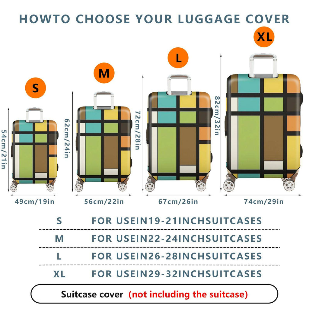 1-Piece Colorful Abstract Geometric Pattern Art  Suitcase Luggage Cover, Stretch Protective Sleeve
