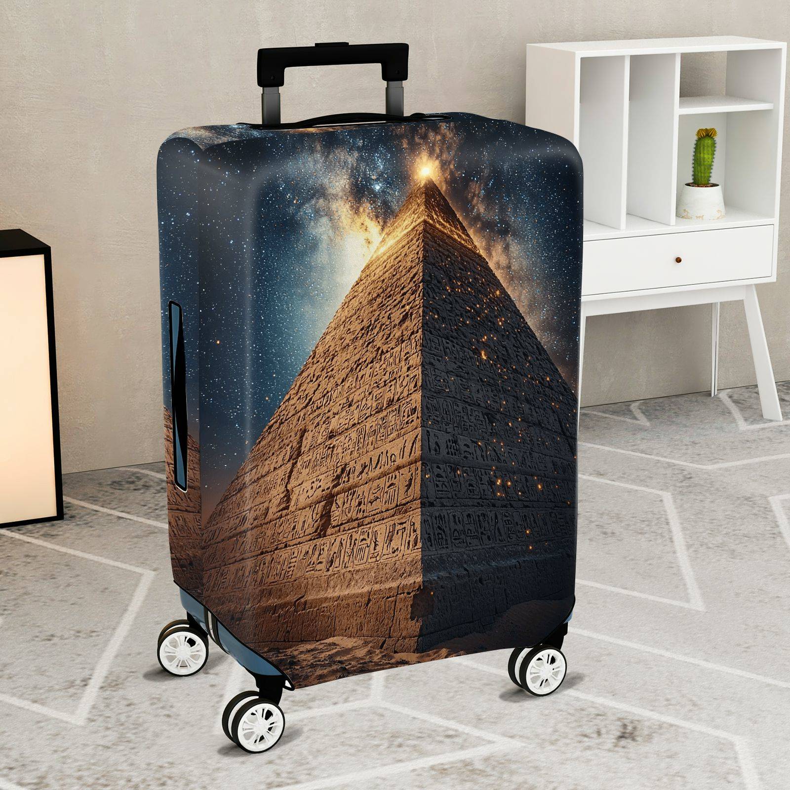 1-Piece Cosmic Pyramid Starry Night Ancient Mystical Galactic  Suitcase Luggage Cover, Stretch Protective Sleeve