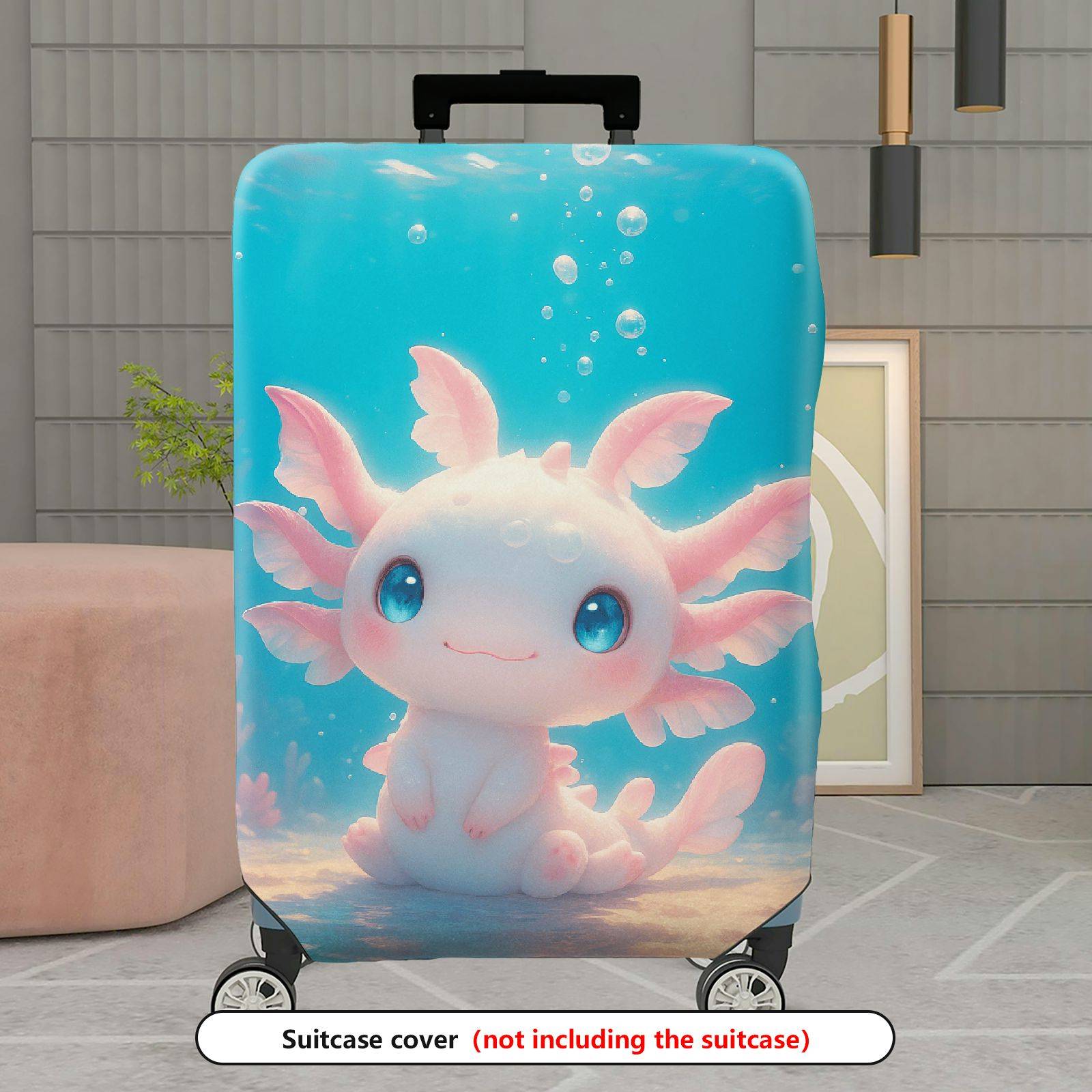 1-Piece Cute  Axolotl Coral Ocean Aqua Fantasy  Suitcase Luggage Cover, Stretch Protective Sleeve