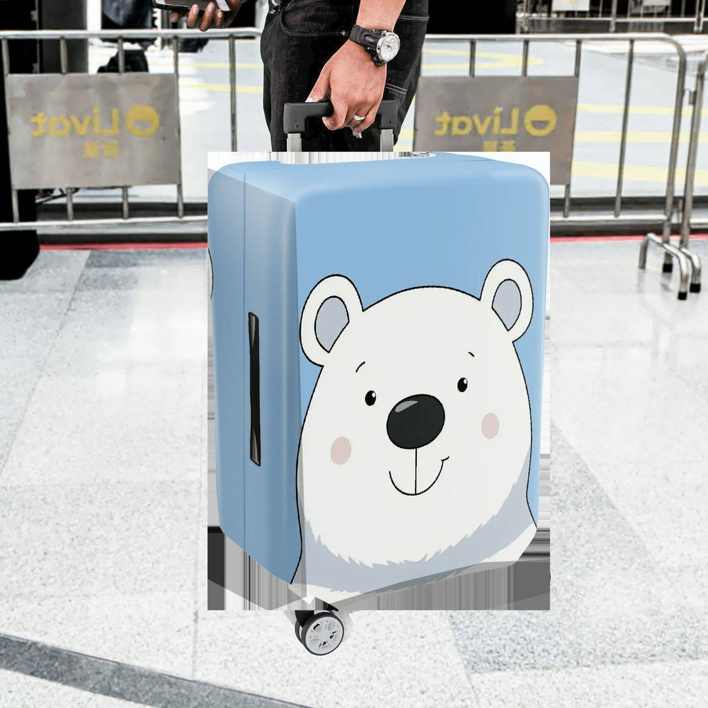1-Piece Polar Bear Blue Cute Fun Travel Luggage  Suitcase Luggage Cover, Stretch Protective Sleeve