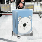 1-Piece Polar Bear Blue Cute Fun Travel Luggage  Suitcase Luggage Cover, Stretch Protective Sleeve