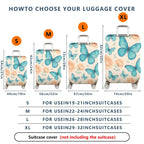 1-Piece Butterfly Floral Pastel Travel Luggage  Suitcase Luggage Cover, Stretch Protective Sleeve