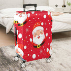 1-Piece Santa Claus Red Snowflakes Holiday Festive Cheer  Suitcase Luggage Cover, Stretch Protective Sleeve