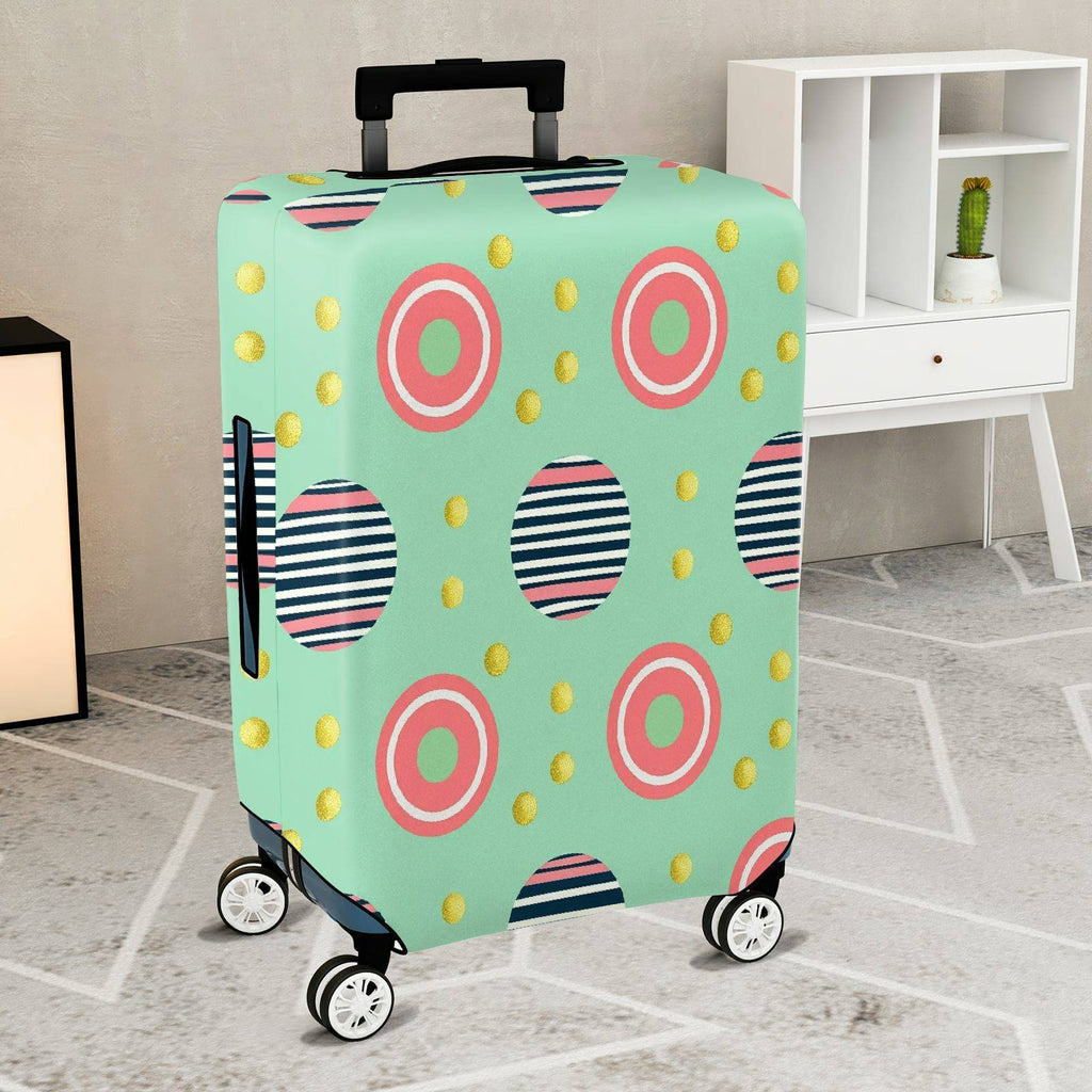 1-Piece Pastel Geometric Stripes Circles Dots Colorful  Suitcase Luggage Cover, Stretch Protective Sleeve