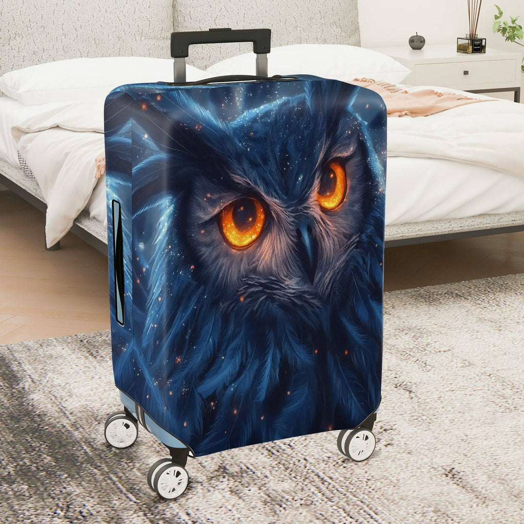 1-Piece Starry Night Owl Eyes Glitter Cosmic Universe  Suitcase Luggage Cover, Stretch Protective Sleeve