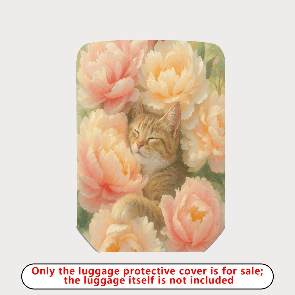 1-Piece Floral Cat Peony Blossom Nature Art  Suitcase Luggage Cover, Stretch Protective Sleeve