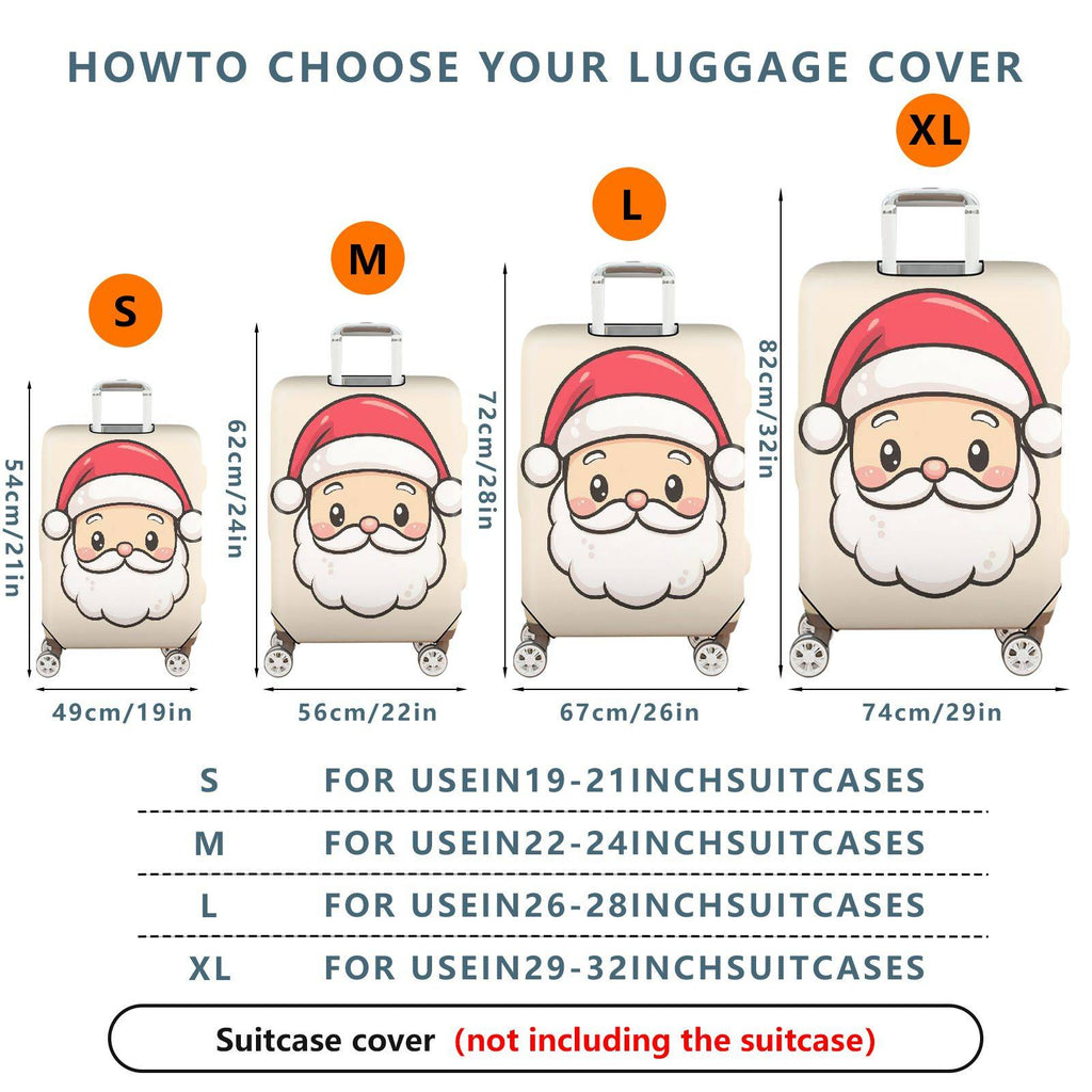 1-Piece Santa Claus  Cute Festive Holiday Fun  Suitcase Luggage Cover, Stretch Protective Sleeve