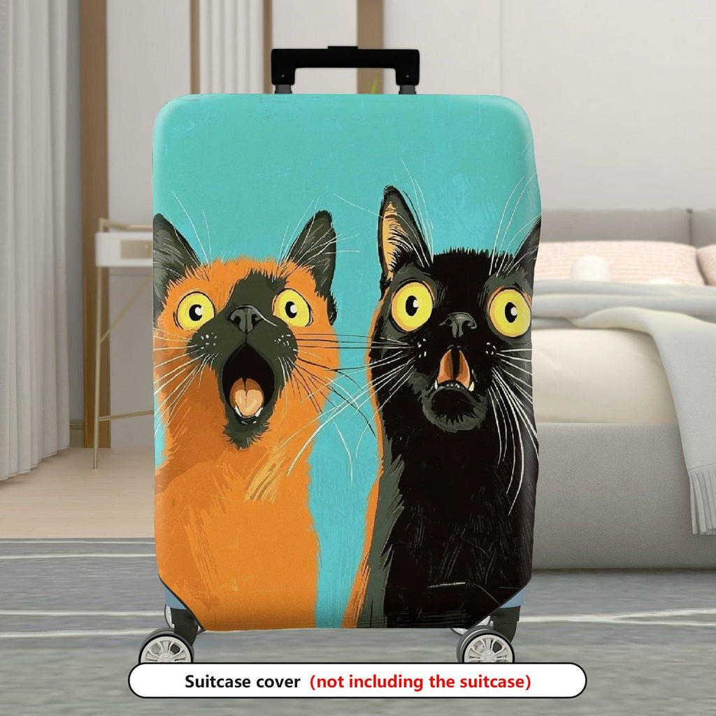 1-Piece Funny Colorful Cute Cat Abstract  Suitcase Luggage Cover, Stretch Protective Sleeve