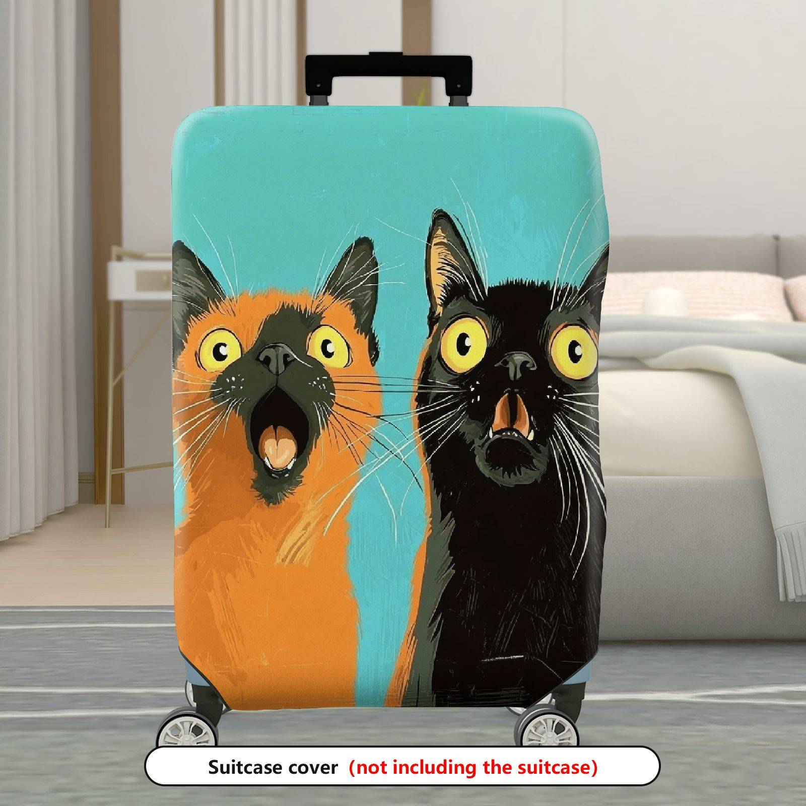 1-Piece Funny Colorful Cute Cat Abstract  Suitcase Luggage Cover, Stretch Protective Sleeve