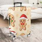 1-Piece Gingerbread Santa Hat Christmas  Holiday Festive  Suitcase Luggage Cover, Stretch Protective Sleeve