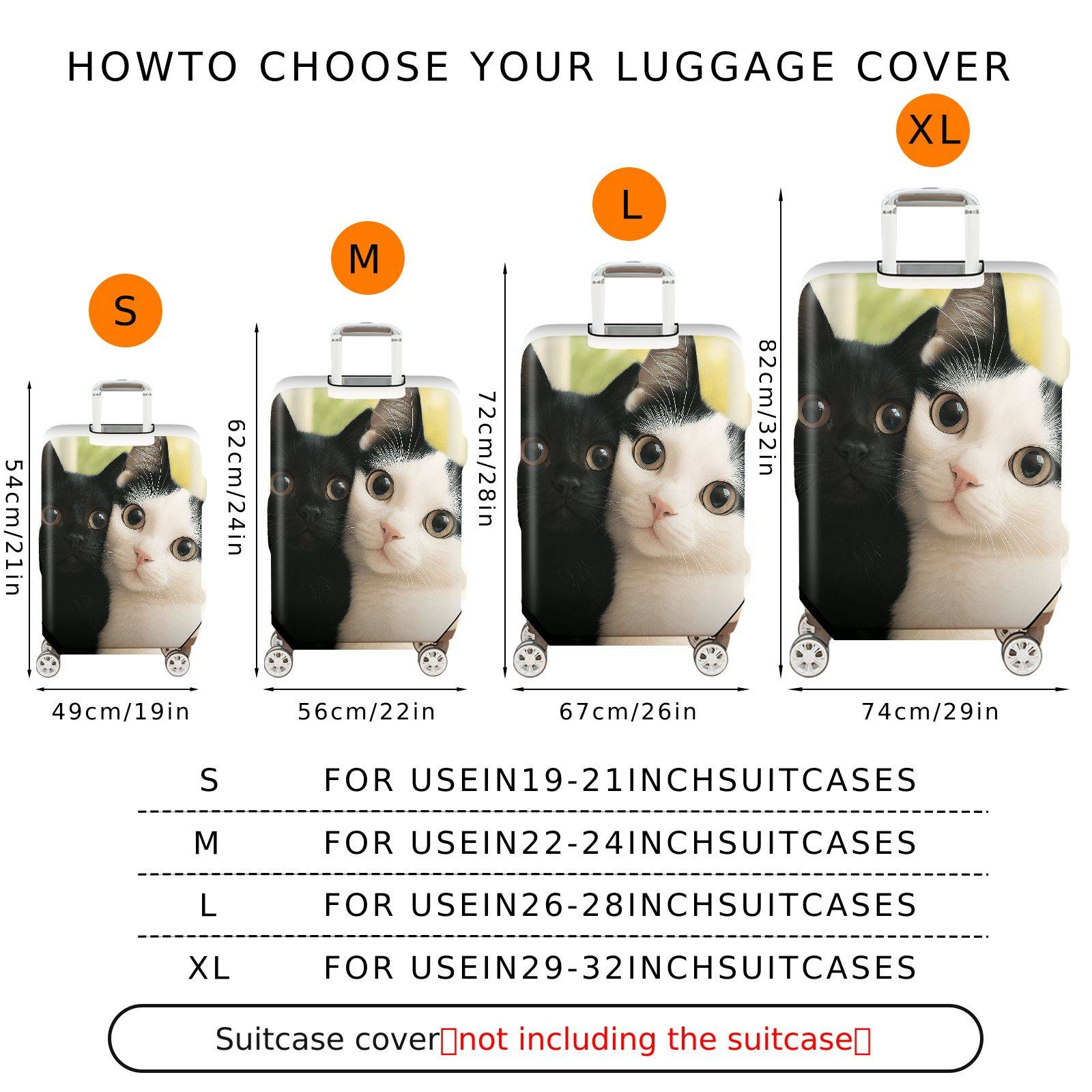 1-Piece Cute Cat Lovers  Animal Fun Decorative  Suitcase Luggage Cover, Stretch Protective Sleeve