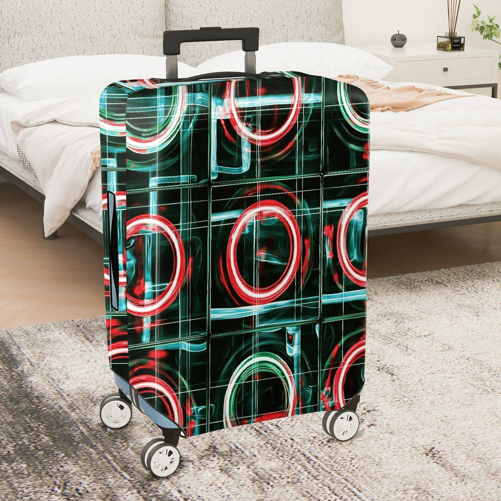 1-Piece Futuristic Geometric  Abstract Retro Modern  Suitcase Luggage Cover, Stretch Protective Sleeve