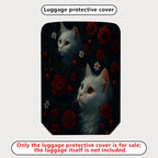 1-Piece Cat Floral Red Black White Nature Artistic Cute  Suitcase Luggage Cover, Stretch Protective Sleeve
