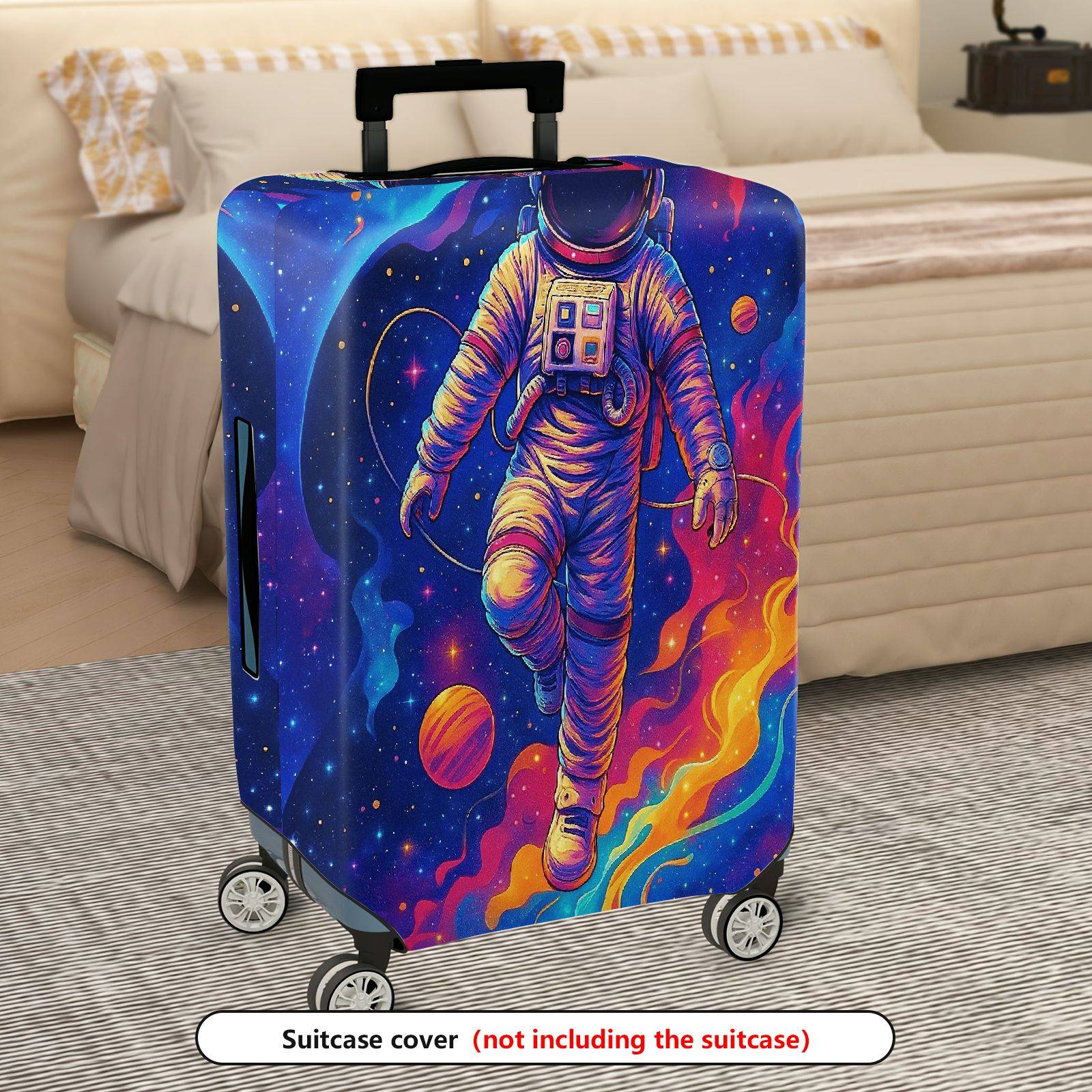 1-Piece Astronaut Galaxy Space Stars Planets Universe  Suitcase Luggage Cover, Stretch Protective Sleeve