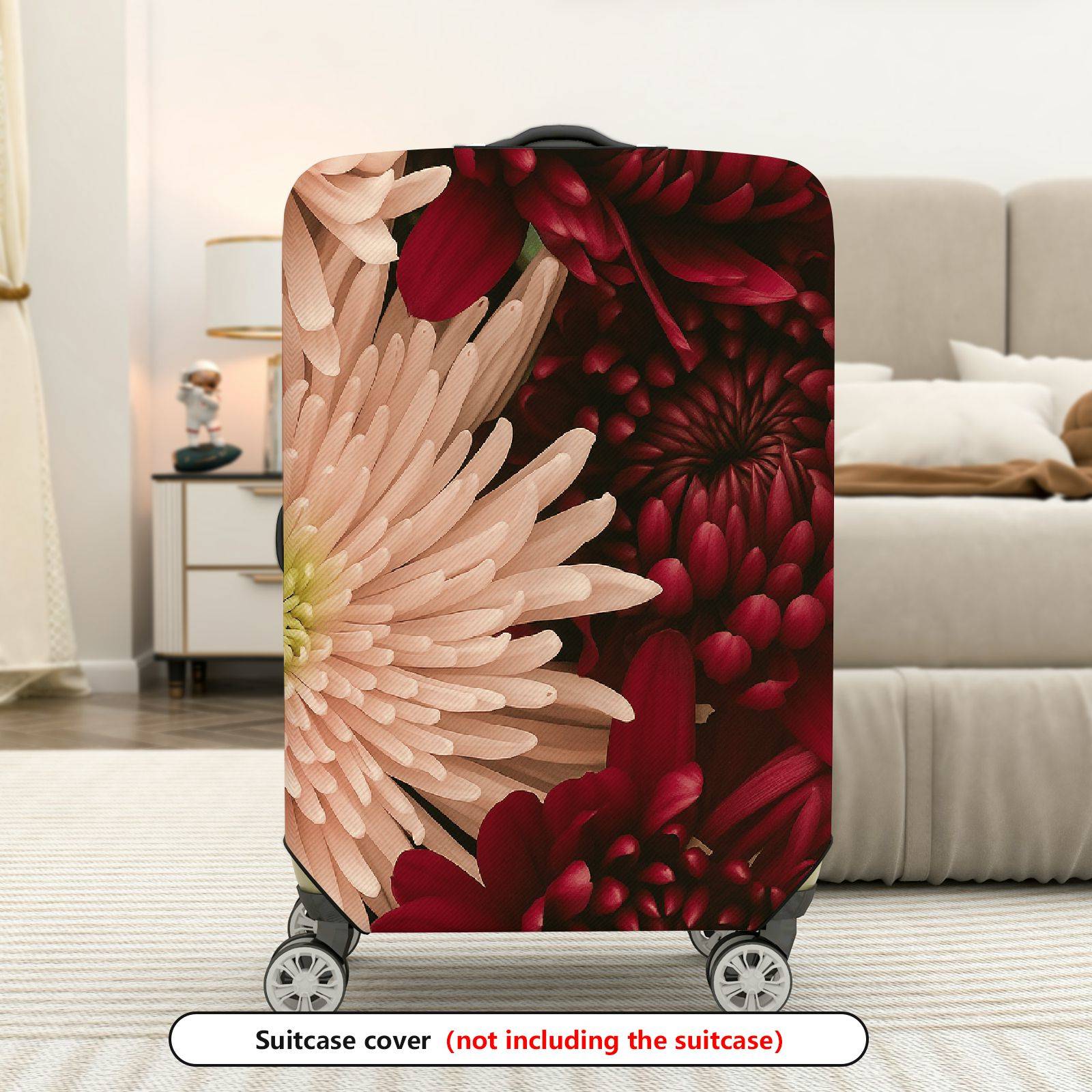 1-Piece Floral Chrysanthemum Colorful Elegant Artistic  Suitcase Luggage Cover, Stretch Protective Sleeve