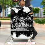 1-Piece Adventure Motorcycle Silhouette Artistic Expression Graffiti Text  Suitcase Luggage Cover, Stretch Protective Sleeve