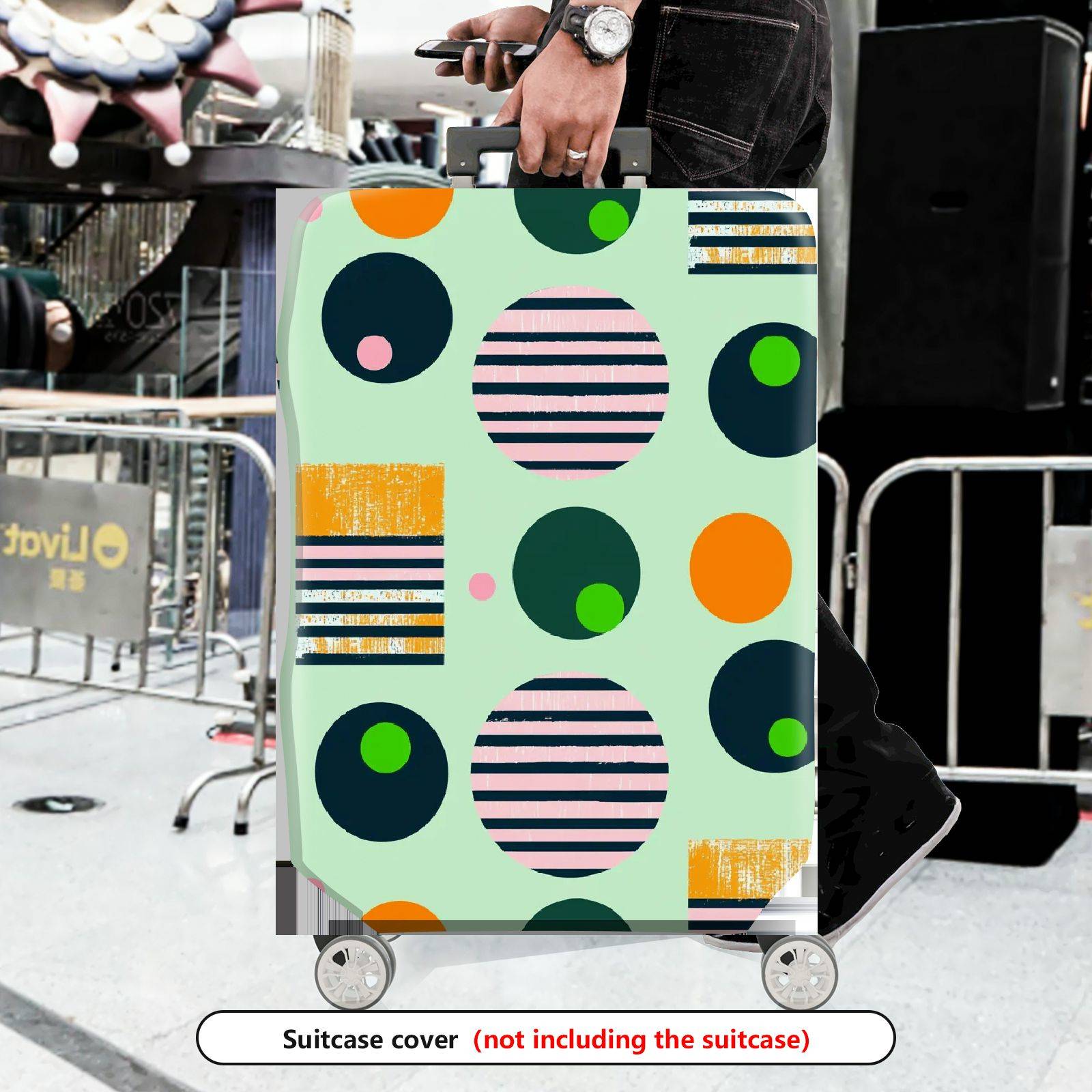 1-Piece Abstract Geometric Colorful Vibrant Playful Pattern  Suitcase Luggage Cover, Stretch Protective Sleeve