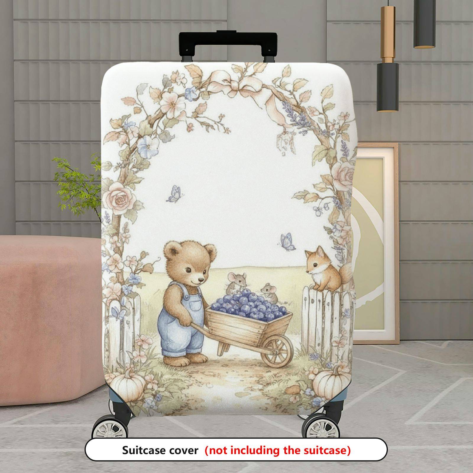 1-Piece Animal Flowers Arch Nature  Suitcase Luggage Cover, Stretch Protective Sleeve