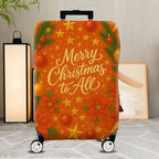1-Piece Merry Christmas Poinsettia Orange Holiday Winter  Suitcase Luggage Cover, Stretch Protective Sleeve