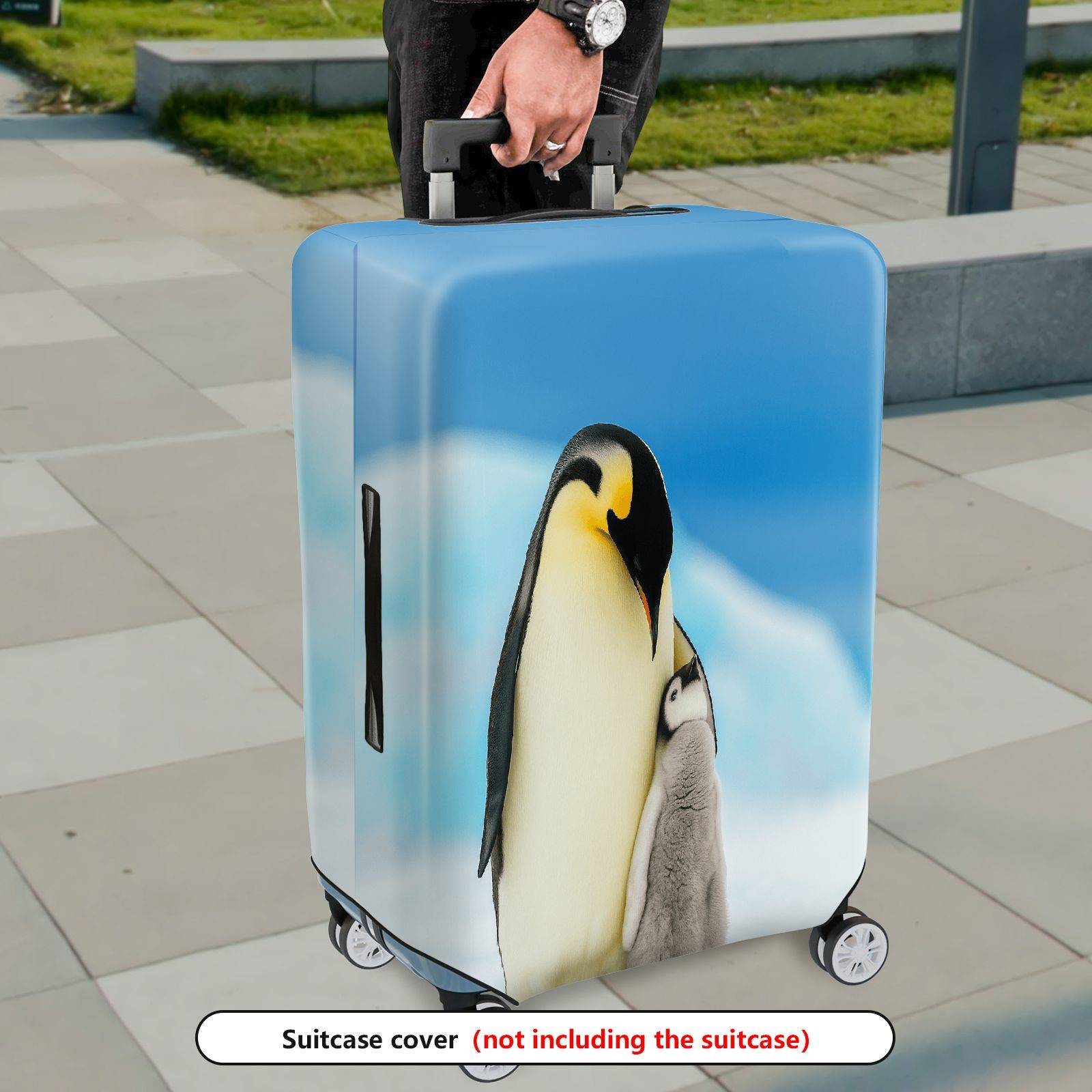 1-Piece Penguin Family Arctic Nature Wildlife Cute Travel  Suitcase Luggage Cover, Stretch Protective Sleeve