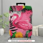 1-Piece Pink Flamingo Tropical Leaves Abstract Artistic Bright  Suitcase Luggage Cover, Stretch Protective Sleeve