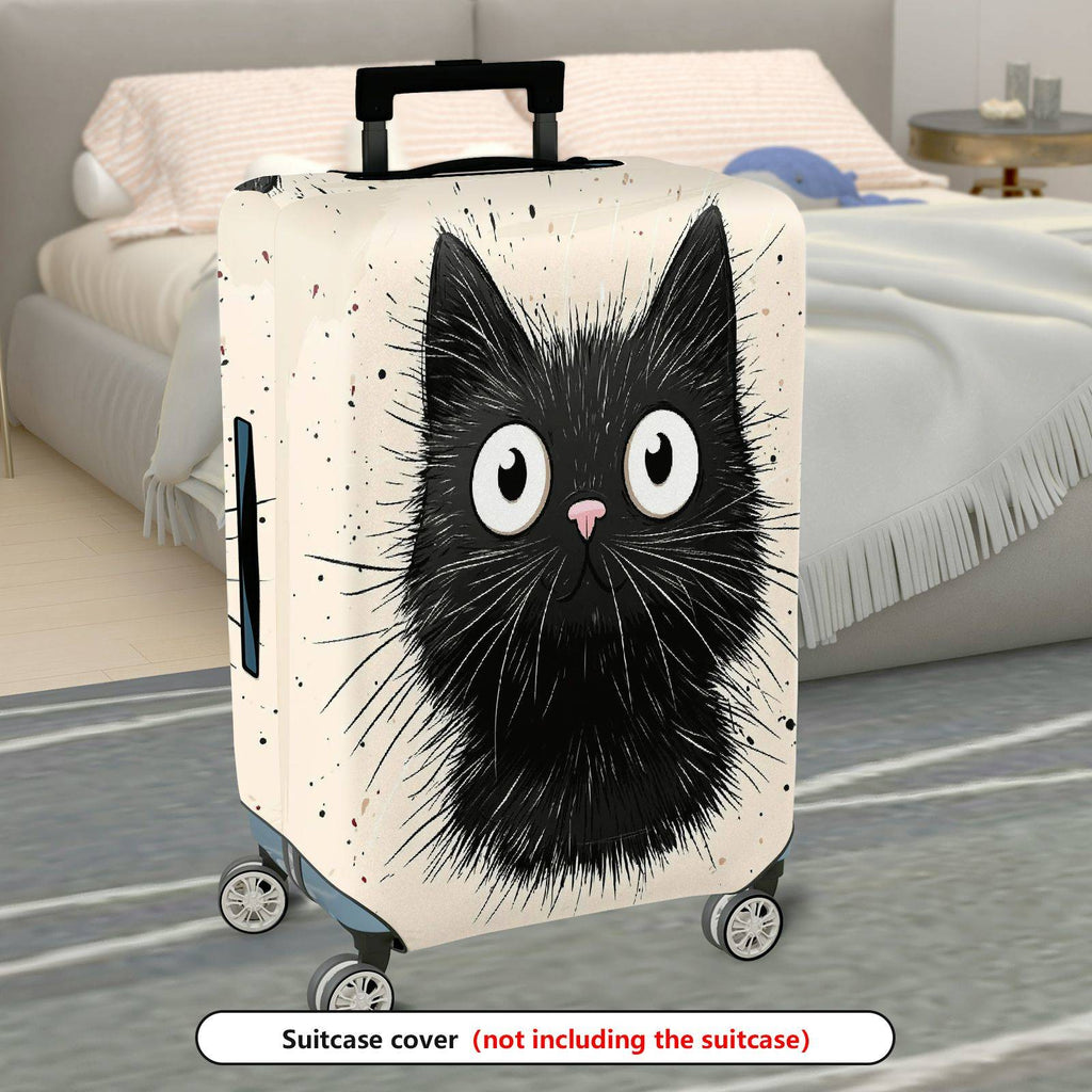 1-Piece Black Cat  Animal Cute Funny Stylish  Suitcase Luggage Cover, Stretch Protective Sleeve