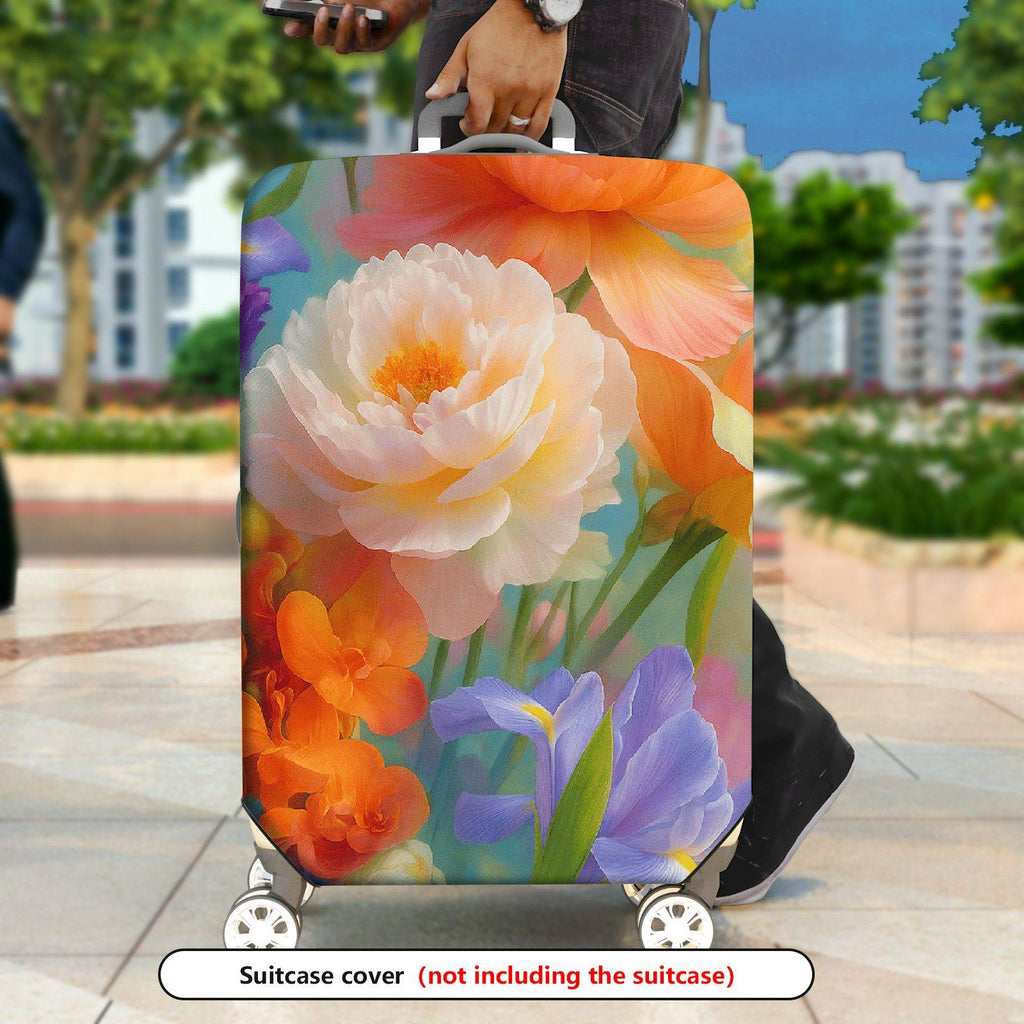 1-Piece Floral Colorful Artistic Bloom Garden Flower  Suitcase Luggage Cover, Stretch Protective Sleeve