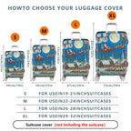 1-Piece Christmas Winter Santa Snowman Reindeer Holiday  Suitcase Luggage Cover, Stretch Protective Sleeve