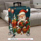 1-Piece Santa Claus Christmas Gift Holiday Celebration Merry  Suitcase Luggage Cover, Stretch Protective Sleeve
