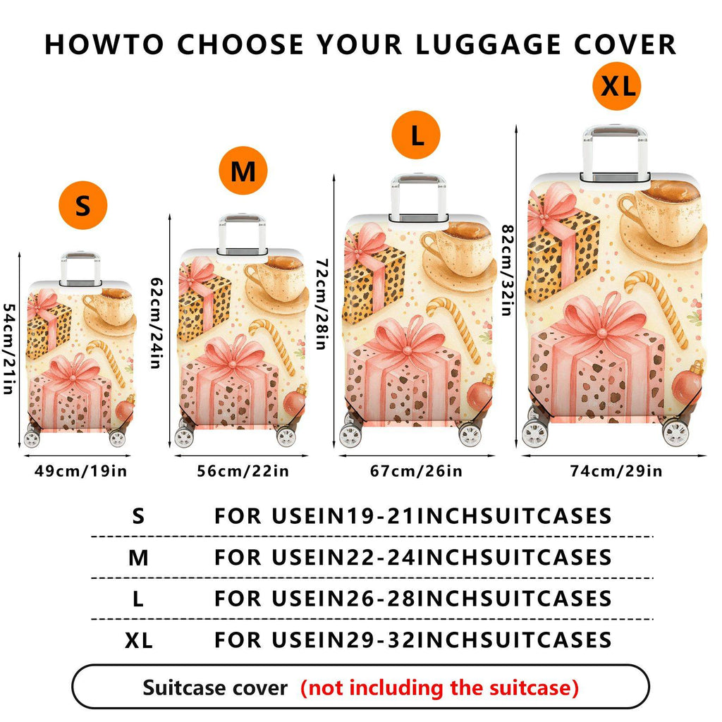 1-Piece Gift Coffee Leopard Candy Ornament Holiday  Suitcase Luggage Cover, Stretch Protective Sleeve