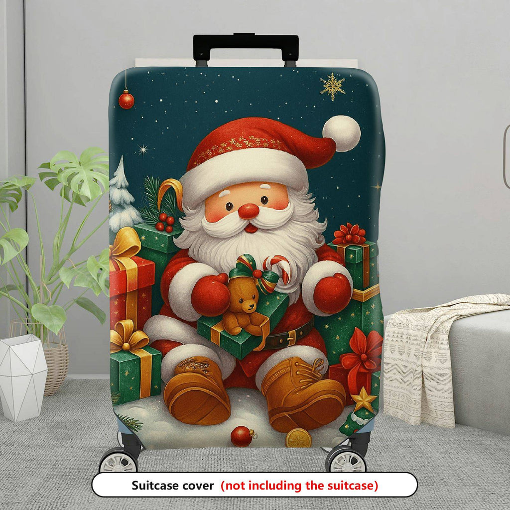 1-Piece Santa Claus Christmas Gift Holiday Celebration Merry  Suitcase Luggage Cover, Stretch Protective Sleeve