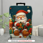 1-Piece Santa Claus Christmas Gift Holiday Celebration Merry  Suitcase Luggage Cover, Stretch Protective Sleeve