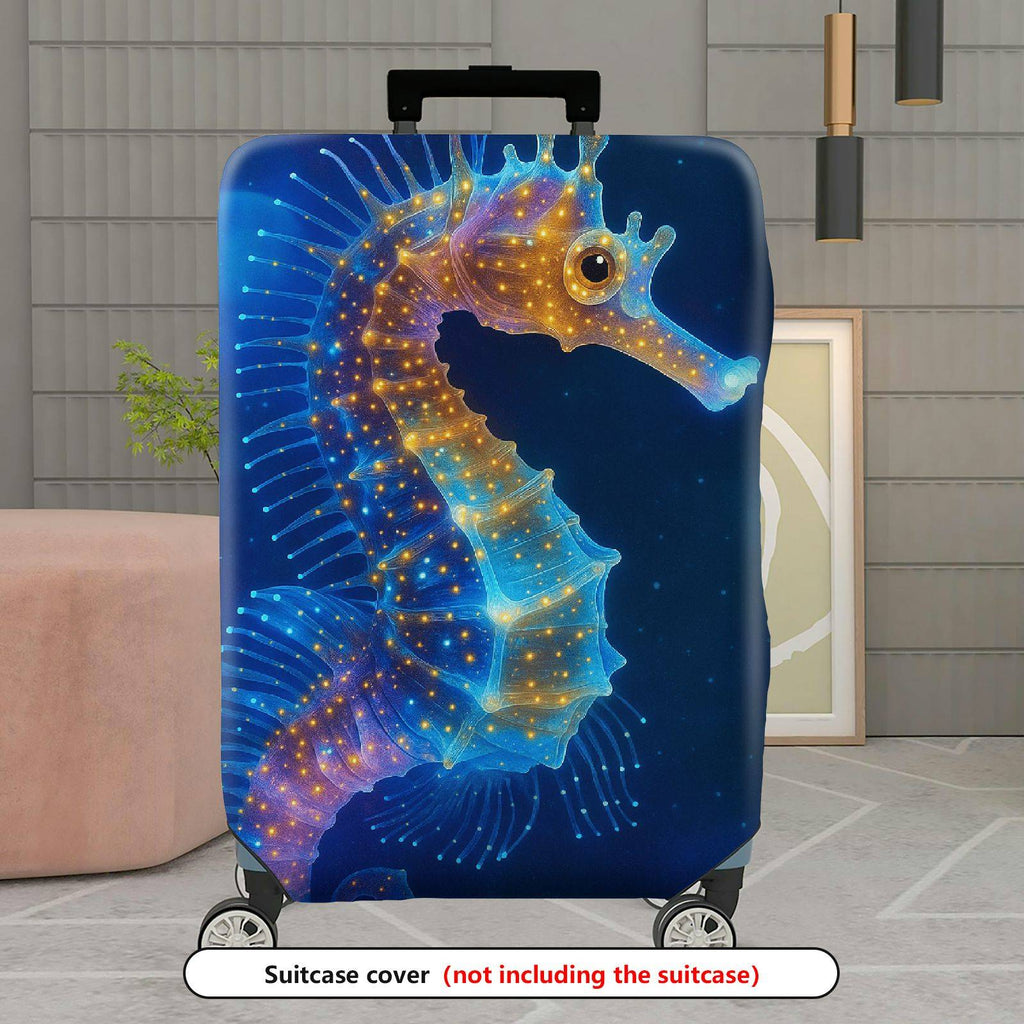 1-Piece Glowing Seahorse Ocean Starry Night Cosmic Artistic Fantasy  Suitcase Luggage Cover, Stretch Protective Sleeve