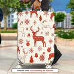 1-Piece Christmas Holiday Deer Snowflakes Bells Ornaments  Suitcase Luggage Cover, Stretch Protective Sleeve