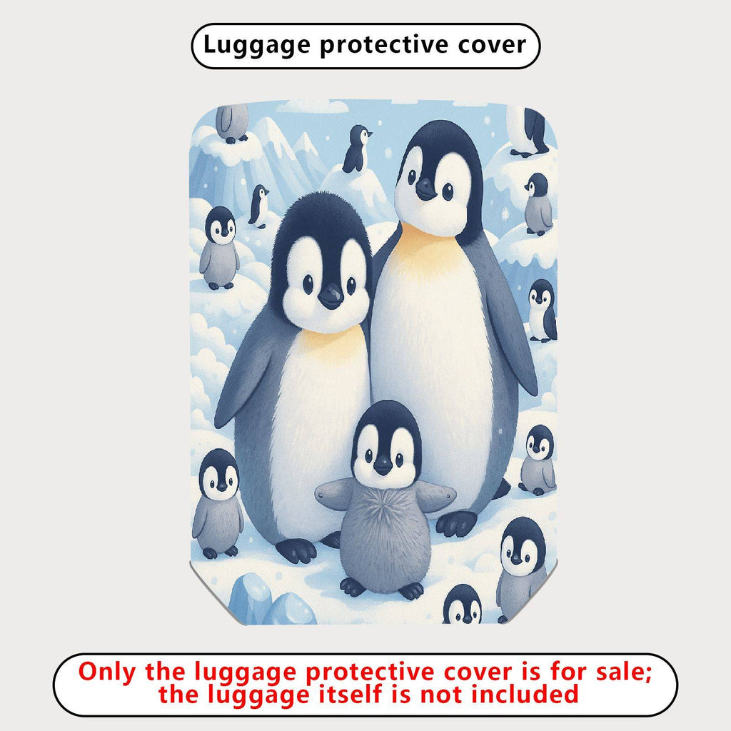 1-Piece Penguin Family Snow Ice Winter Cute Animal  Suitcase Luggage Cover, Stretch Protective Sleeve