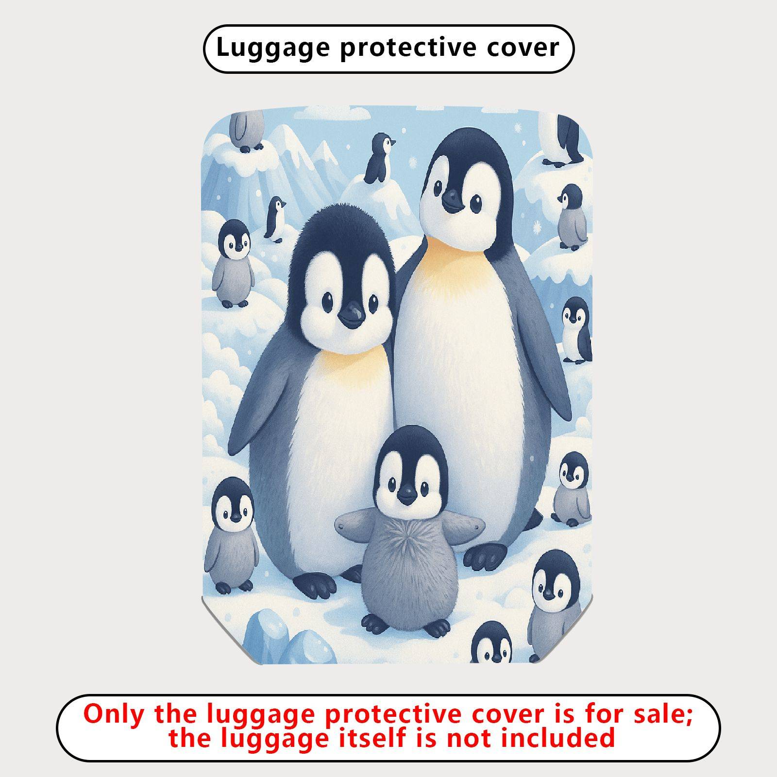 1-Piece Penguin Family Snow Ice Winter Cute Animal  Suitcase Luggage Cover, Stretch Protective Sleeve
