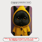1-Piece Cute Cat Yellow Knitted Hoodie Animal Design  Suitcase Luggage Cover, Stretch Protective Sleeve