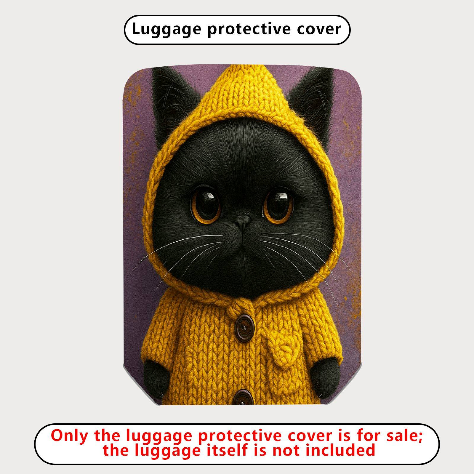 1-Piece Cute Cat Yellow Knitted Hoodie Animal Design  Suitcase Luggage Cover, Stretch Protective Sleeve